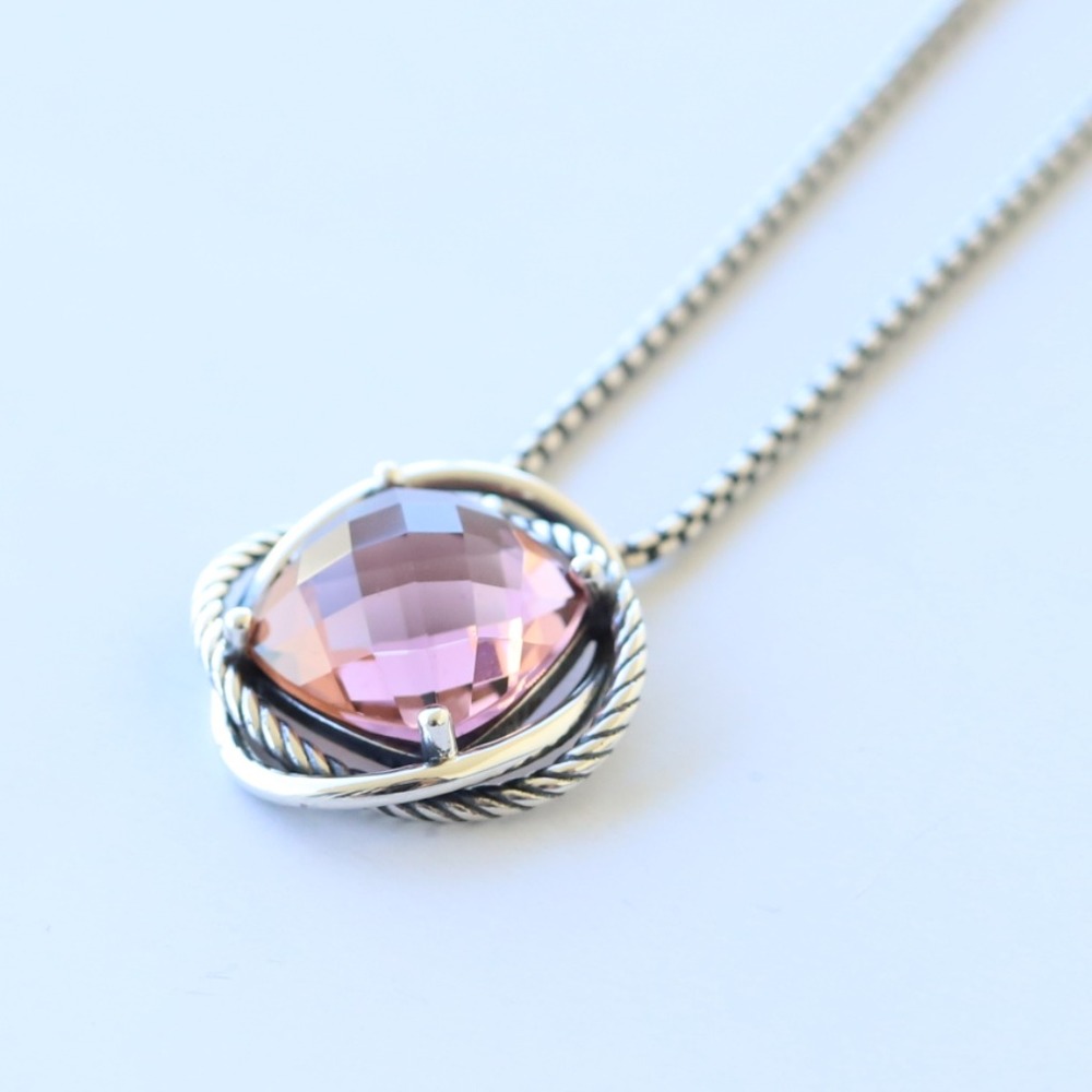 David Yurman Sterling Silver 14mm Infinity 18" Necklace with Morganite